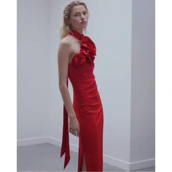 MANGO TIK TOK VIRAL MAXI FLOWER DRESS WITH BACK OPEN - Picture 2 of 9